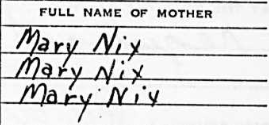 Name of mother from James DBR